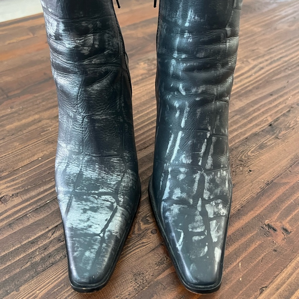 Women’s Exotic Crocodile Embossed Leather Heeled Ankle Boots